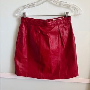 Red Leather Mini Skirt - Women's